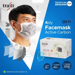 Facemask Masker Trasti 4 Ply  Carbon
