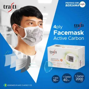 Facemask Masker Trasti 4 Ply  Carbon facemask carbon isi 50 pcs